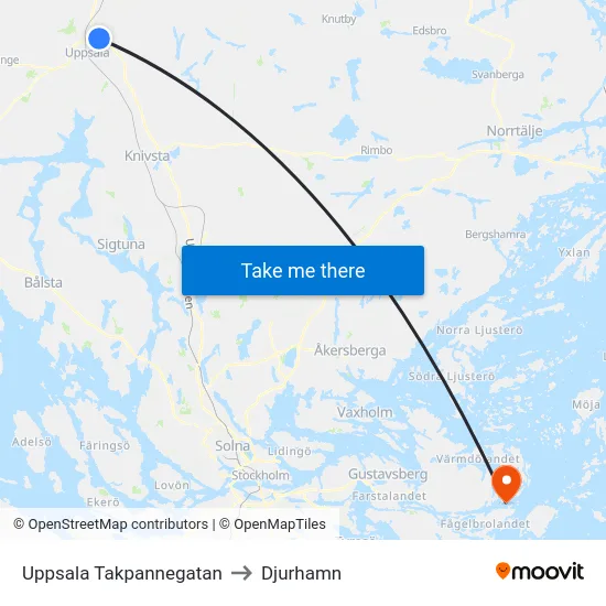 Uppsala Takpannegatan to Djurhamn map
