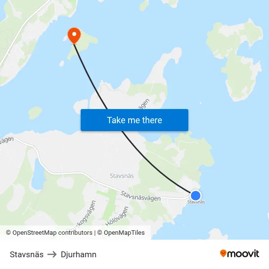 Stavsnäs to Djurhamn map