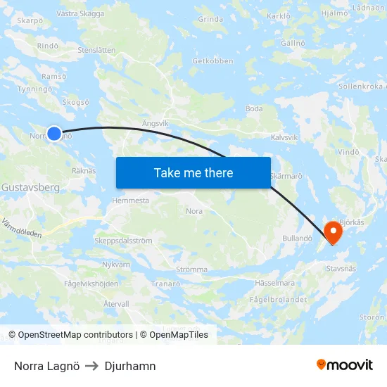 Norra Lagnö to Djurhamn map
