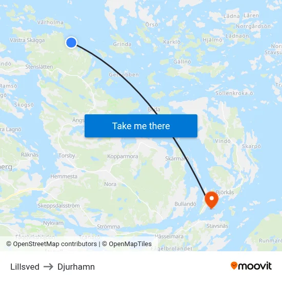 Lillsved to Djurhamn map