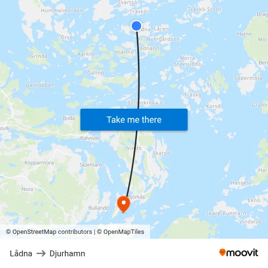 Lådna to Djurhamn map