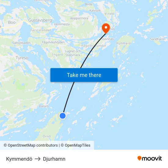 Kymmendö to Djurhamn map
