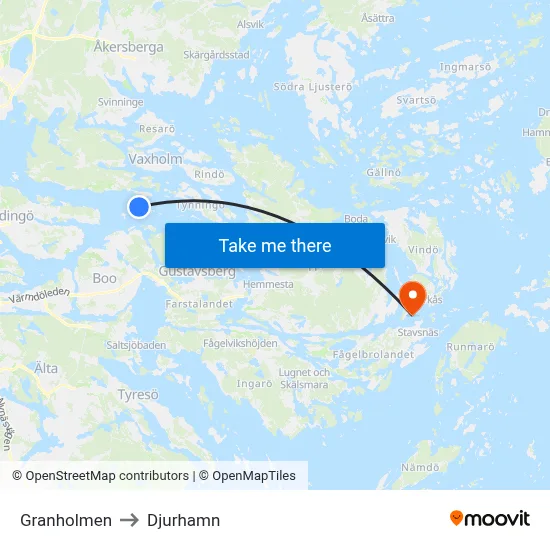 Granholmen to Djurhamn map
