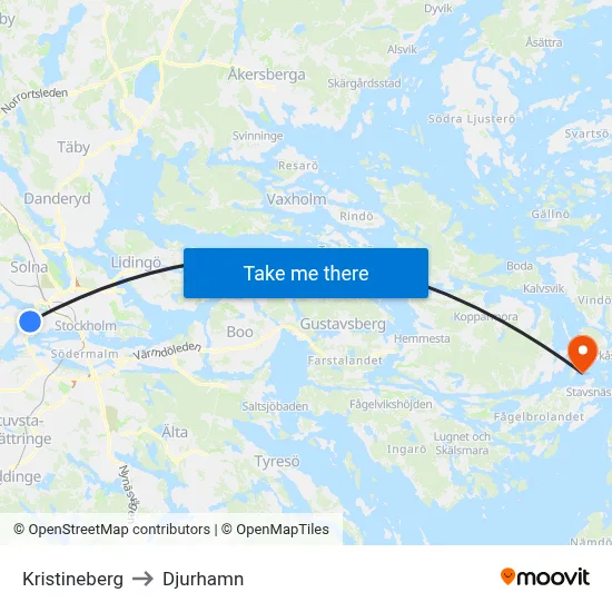 Kristineberg to Djurhamn map