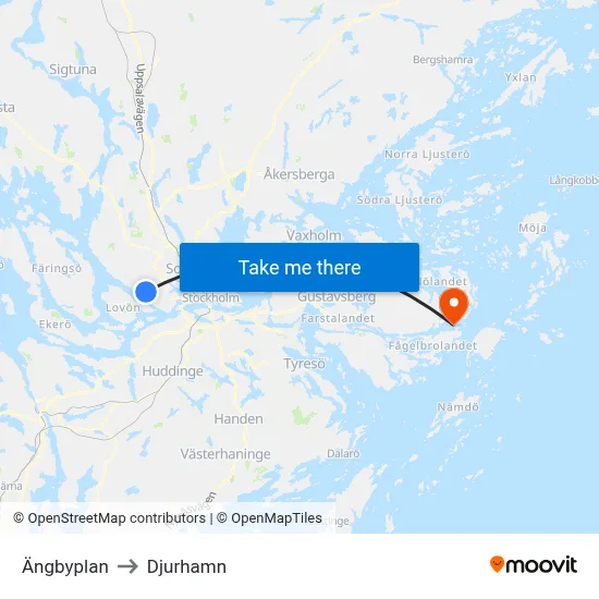 Ängbyplan to Djurhamn map