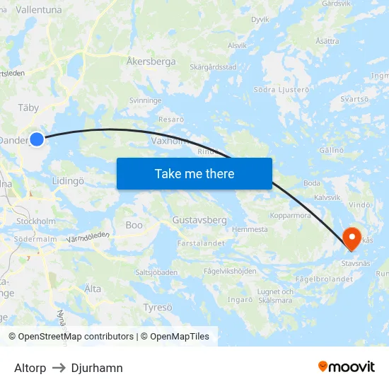 Altorp to Djurhamn map