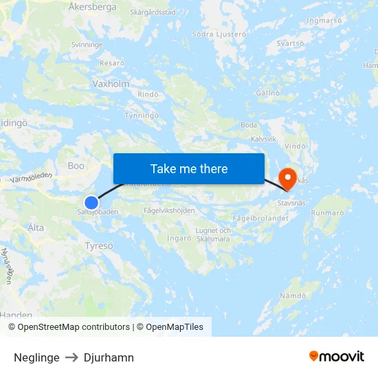 Neglinge to Djurhamn map