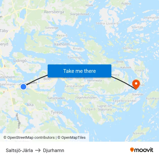 Saltsjö-Järla to Djurhamn map