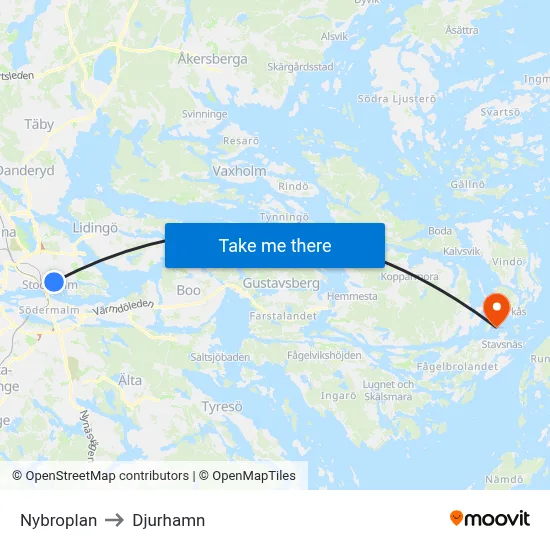 Nybroplan to Djurhamn map