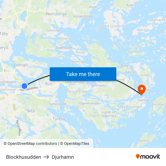Blockhusudden to Djurhamn map