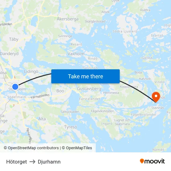 Hötorget to Djurhamn map