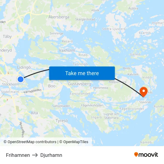 Frihamnen to Djurhamn map