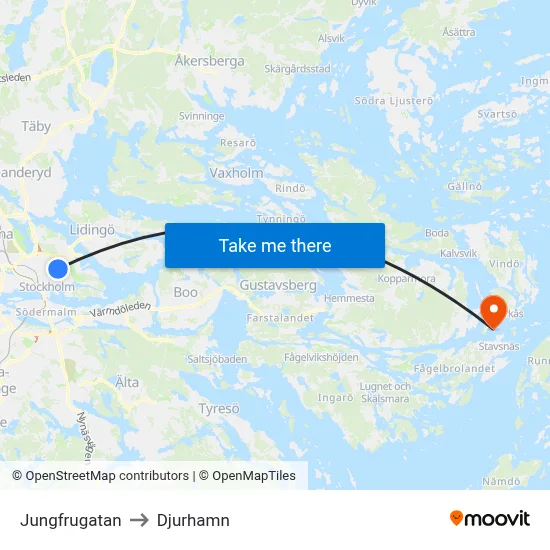 Jungfrugatan to Djurhamn map