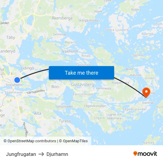 Jungfrugatan to Djurhamn map
