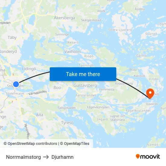 Norrmalmstorg to Djurhamn map