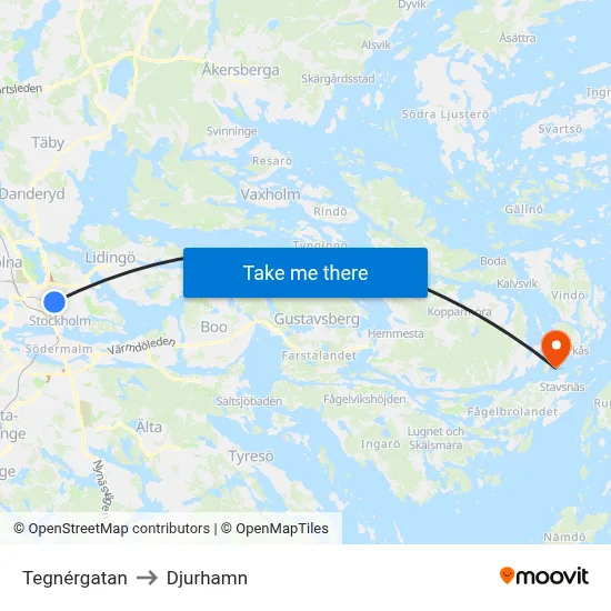 Tegnérgatan to Djurhamn map