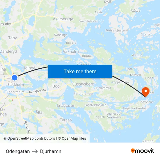 Odengatan to Djurhamn map