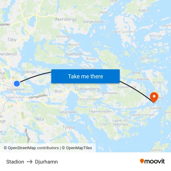 Stadion to Djurhamn map