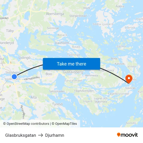 Glasbruksgatan to Djurhamn map