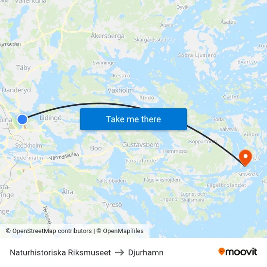 Naturhistoriska Riksmuseet to Djurhamn map