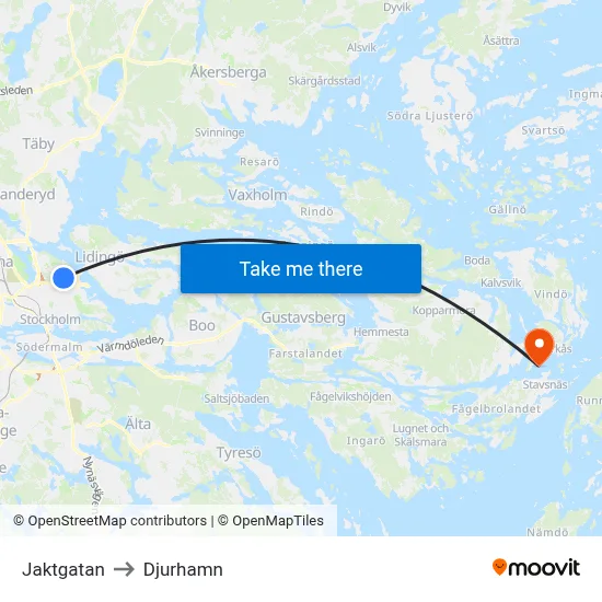 Jaktgatan to Djurhamn map