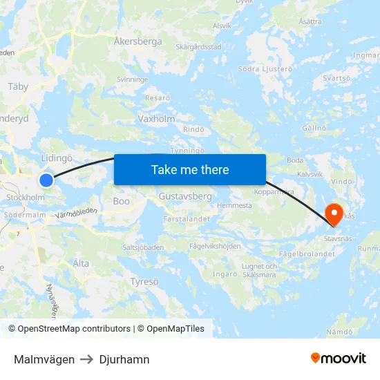 Malmvägen to Djurhamn map