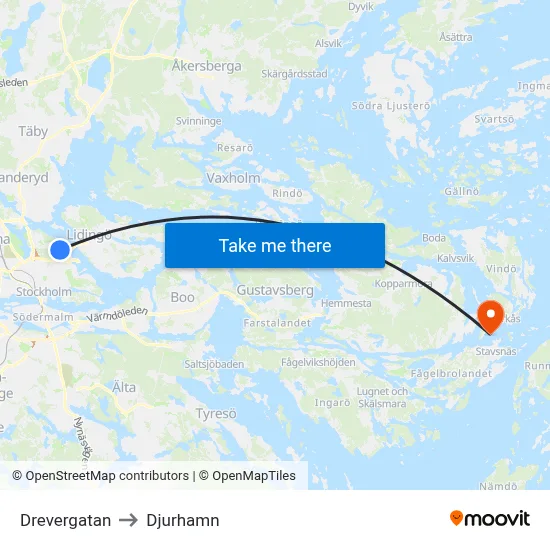 Drevergatan to Djurhamn map