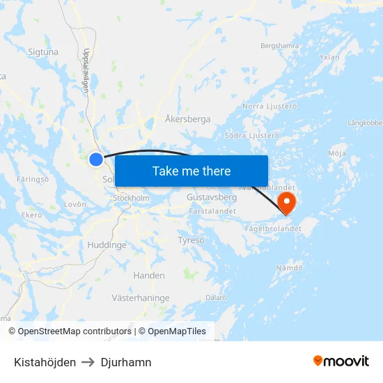 Kistahöjden to Djurhamn map