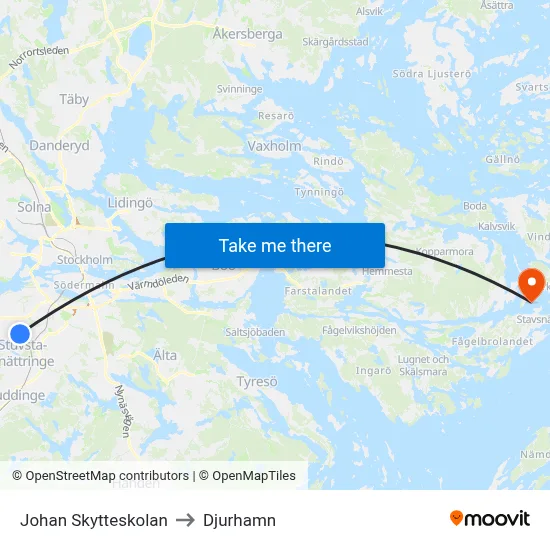 Johan Skytteskolan to Djurhamn map