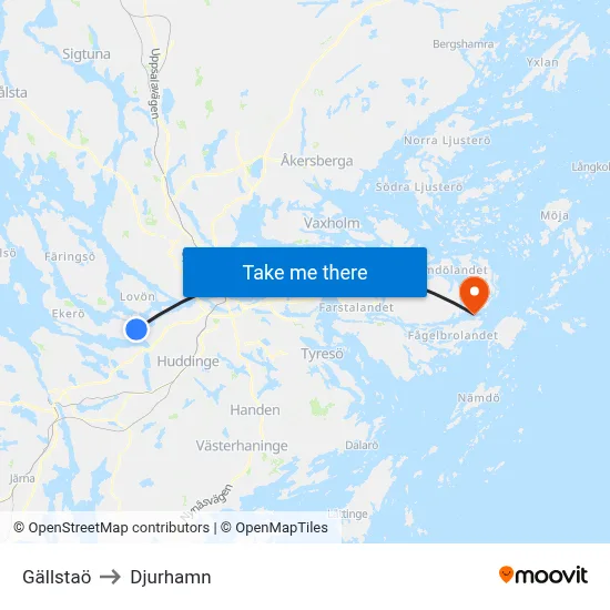 Gällstaö to Djurhamn map