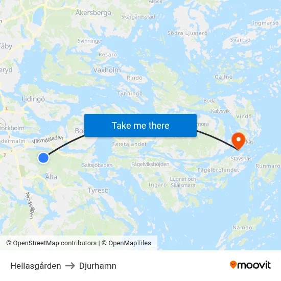 Hellasgården to Djurhamn map