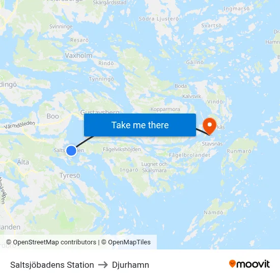 Saltsjöbadens Station to Djurhamn map
