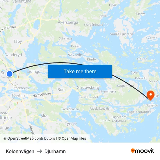 Kolonnvägen to Djurhamn map