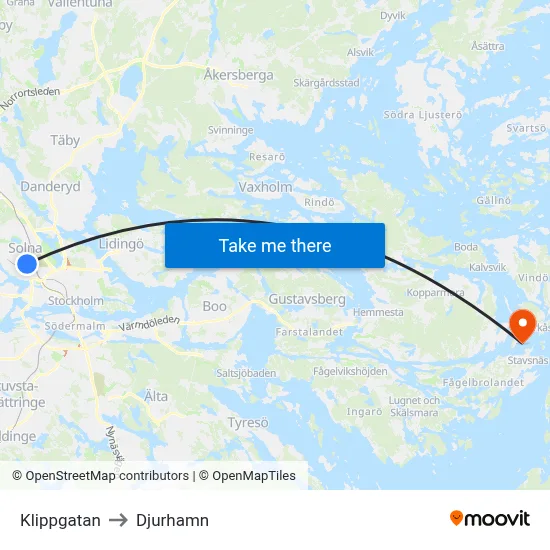 Klippgatan to Djurhamn map