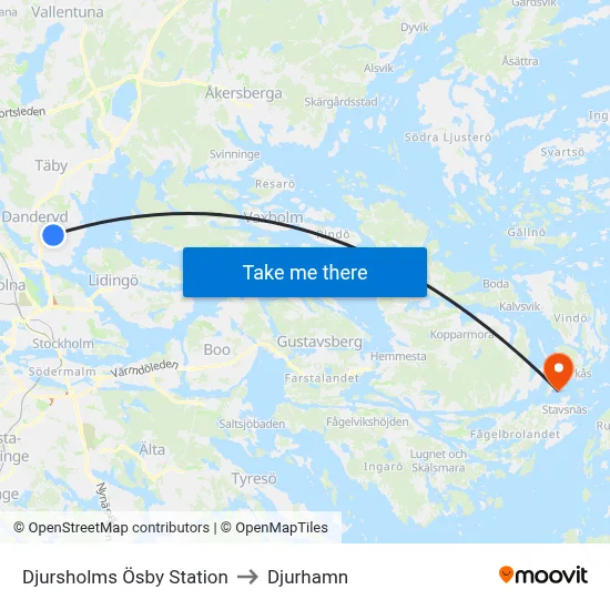 Djursholms Ösby Station to Djurhamn map