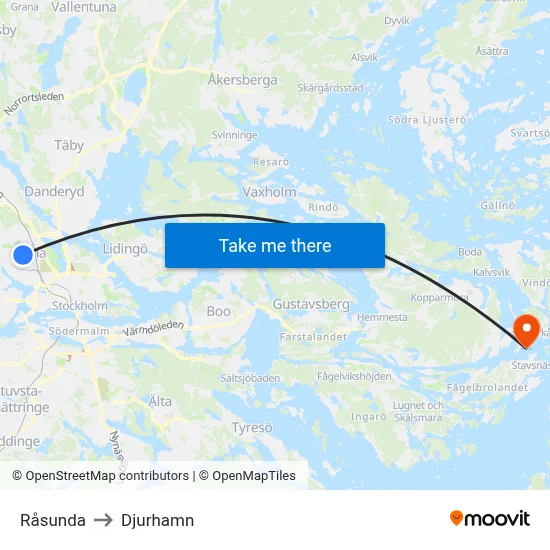 Råsunda to Djurhamn map