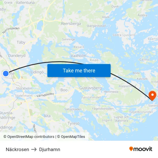 Näckrosen to Djurhamn map