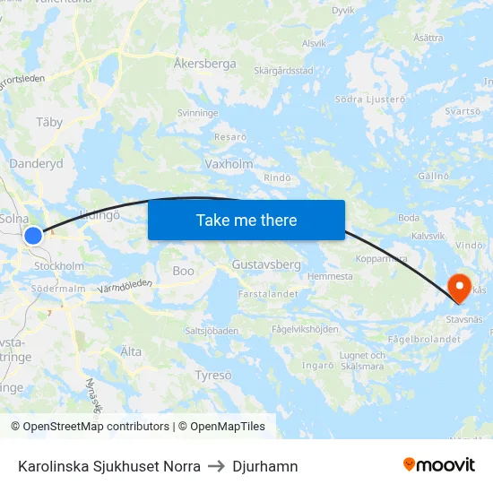 Karolinska Sjukhuset Norra to Djurhamn map
