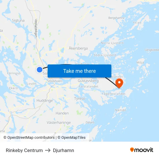 Rinkeby Centrum to Djurhamn map