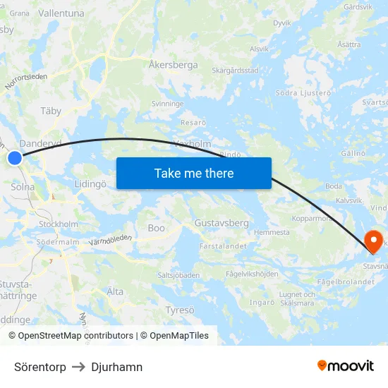 Sörentorp to Djurhamn map
