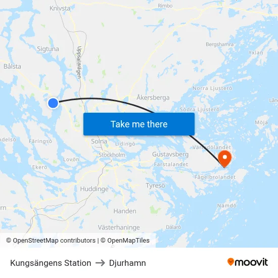 Kungsängens Station to Djurhamn map