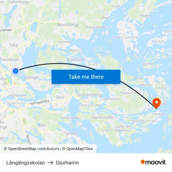 Långängsskolan to Djurhamn map