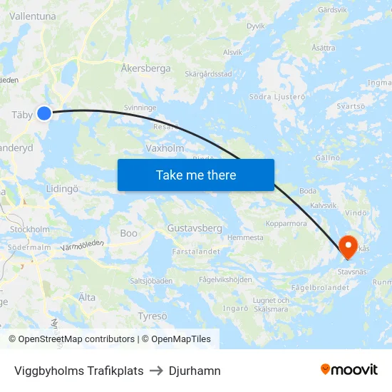 Viggbyholms Trafikplats to Djurhamn map