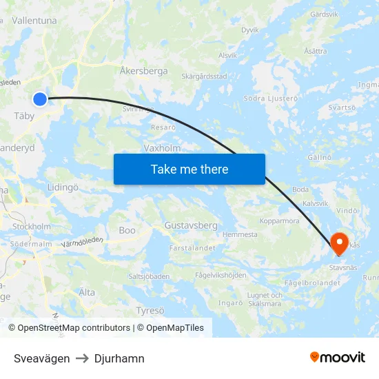 Sveavägen to Djurhamn map