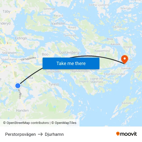 Perstorpsvägen to Djurhamn map
