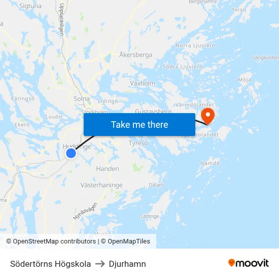 Södertörns Högskola to Djurhamn map