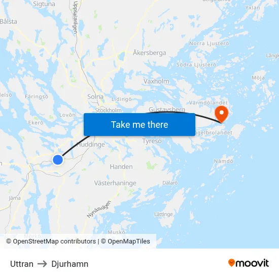 Uttran to Djurhamn map