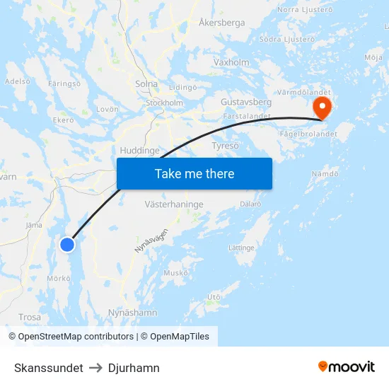 Skanssundet to Djurhamn map