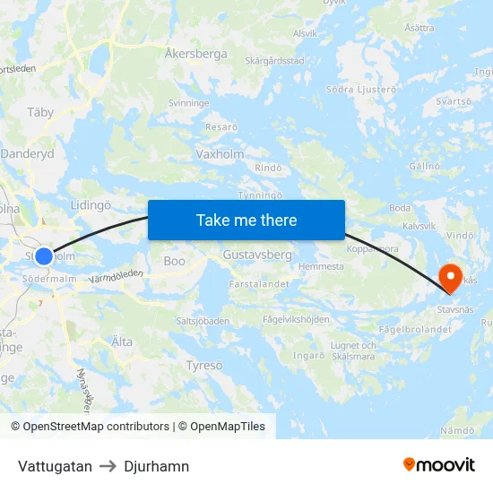 Vattugatan to Djurhamn map