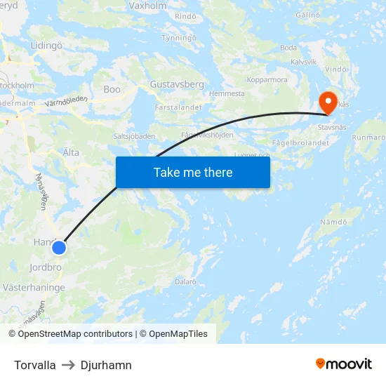 Torvalla to Djurhamn map